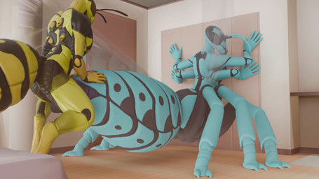 4_arms antennae_(anatomy) anthro arthropod_abdomen arthropod_abdomen_genitalia balls bedroom compound_eyes duo from_behind_position genitals insect_wings intersex intersex/male male mandibles multi_arm multi_limb muscular muscular_male nude penetration penile penis sex tail wings waspwarrior furvoc_(modeler) xenomaker_(modeler) riocynn_ra'ak ruki_(waspwarrior) arthropod german_yellowjacket hymenopteran insect taur vespid wasp yellowjacket_(wasp) 16:9 3d_(artwork) 3d_animation animated digital_media_(artwork) hi_res loop no_sound short_playtime webm widescreen