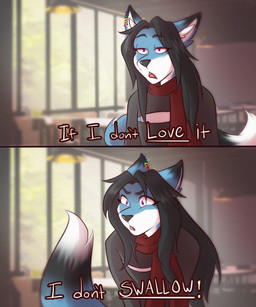 anthro black_eyebrows black_hair black_nose blue_body blue_fur clothed clothing countershade_face countershade_fur countershading dialogue dipstick_tail ear_piercing ear_ring eyebrows eyelashes femboy fur hair inner_ear_fluff inside long_eyelashes long_hair male markings open_mouth piercing pink_inner_ear purple_eyes rainbow_piercings red_scarf ring_piercing scarf snout solo tail tail_markings text tuft white_body white_countershading white_fur white_inner_ear_fluff white_tail_tip spider_bones ashley_(ashleyboi) canid canine fox mammal 2025 5:6 comic digital_media_(artwork) english_text hi_res shaded