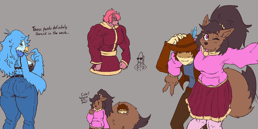 anthro beak big_breasts blue_body blue_fur blue_hair bra breasts brown_body brown_fur brown_hair claws clothed clothing dialogue duo feathers female fur hair hat hat_feather headgear headwear huge_breasts long_hair looking_at_viewer loose_feather male motion_lines muscular muscular_anthro muscular_female pink_eyes pink_hair shirt simple_background smile solo tail text thick_thighs topwear underwear wings yellow_beak signirsol deltarune_yellow undertale_(series) undertale_yellow clover_(undertale_yellow) cole_(deltarune_yellow) kanako_ketsukane martlet_(undertale_yellow) avian bird canid canine fox human mammal 2025 digital_media_(artwork) english_text multiple_images