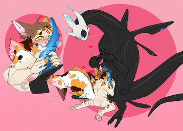 1_eye 2_toes 4_fingers 5_fingers 5_toes big_penis biped black_body blue_eyes blue_penis blush blush_lines bodily_fluids body_worship breasts breath brown_body brown_hair brown_scales butt claws colored_nails digitigrade duo facial_piercing fangs feet female feral fin fingers fish_tail genital_fluids genital_worship genitals hair heart_shaped_pupils heart_symbol heterochromia long_nails lube_duct male male/female multicolored_hair nails nipples nose_piercing nose_ring oral orange_body orange_nails orange_scales panting pawpads penile penis penis_worship piercing pink_nipples pink_pawpads plantigrade precum quadruped ring_piercing scales segmented_body septum_piercing septum_ring short_hair simple_background size_difference slightly_chubby spots tail tapering_penis tapering_tail teeth toes ventral_scales white_body white_scales strawberryoverlord mythology calikoi figment_(lumen_fox) animal_humanoid aquatic arthropod cat_humanoid dragon felid felid_humanoid feline feline_humanoid figment_creature fish humanoid hybrid mammal mammal_humanoid mythological_creature mythological_scalie scalie flat_colors watermark
