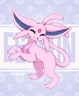 ambiguous_gender eyes_closed feet feral forked_tail fur simple_background smile solo tail toes unusual_anatomy unusual_tail bloominglynx nintendo pokemon eeveelution espeon generation_2_pokemon pokemon_(species) 2026 digital_drawing_(artwork) digital_media_(artwork) hi_res