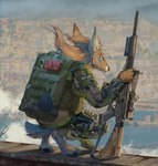 anthro apocalypse city fantasy gun male military ranged_weapon science_fiction solo town weapon conditional_dnp latex_(artist) deer mammal