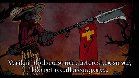 anthro beak black_body black_feathers bottomwear clothed clothed_anthro clothed_male clothing eyebrows feathers flag flag_(object) halberd hat headgear headwear male melee_weapon military pants plant polearm shirt soldier solo text topwear tree warrior weapon wearing_hat mawkvlt izaan_raysmith_(mawkvlt) avian bird corvid corvus_(genus) crow oscine passerine 16:9 english_text widescreen