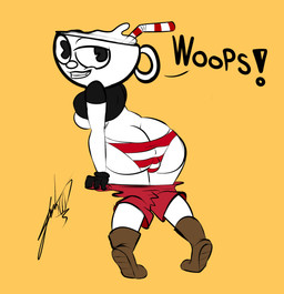 big_butt bottomwear breasts bulge butt clothing container cup flashing flashing_panties for_a_head gynomorph intersex not_furry panties pattern_bottomwear pattern_clothing pattern_panties pattern_underwear pulling_down simple_background smile smirk solo striped_bottomwear striped_clothing striped_panties striped_underwear stripes tight_clothing under_boob underwear nailstrabbit cuphead_(game) cuphead_(character) animate_inanimate humanoid object_head absurd_res hi_res sketch