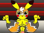 3_toes anal anal_penetration anthro anus bouncing_breasts breasts clothing cosplay_pikachu_(costume) curling_toes duo feet female female_penetrated genitals male male/female male_penetrating male_penetrating_female nipples non-mammal_nipples penetration pussy sex simple_background smile soles toes tongue smurli nintendo pokemon pikachu_libre generation_1_pokemon pikachu pokemon_(species) 4:3 animated short_playtime