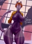 2023 :3 android anthro anthrofied atomic_heart big_breasts biped bolero_jacket breasts brown_hair digital_media_(artwork) english_text faceless_character faceless_female felid feline female grey_body hair hi_res lyahim machine mammal navel right_(atomic_heart) robot solo text thick_thighs