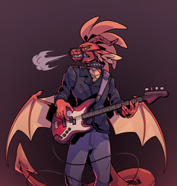 alternative_fashion angry anthro black_background bottomwear clothing collar denim denim_bottomwear denim_clothing guitar holding_guitar holding_musical_instrument holding_object horn jacket jeans leather leather_clothing leather_jacket leather_topwear male membrane_(anatomy) membranous_wings musical_instrument muzzle_(object) muzzled pants plucked_string_instrument punk red_background red_body simple_background solo spade_tail spiked_collar spikes standing string_instrument tail topwear wings wire_basket_muzzle aegann mythology dragon mythological_creature mythological_scalie scalie hi_res nonbinary_(lore)