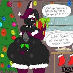 anthro big_butt black_body butt cellulite christmas_tree clothing dialogue female fur holidays huge_butt legwear looking_back plant solo teeth text thigh_highs thong tree underwear thixxen christmas evelyn_(thixxen) lagomorph leporid mammal rabbit 1:1 english_text hi_res