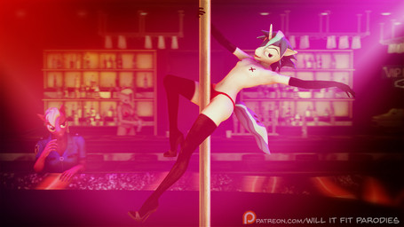anthro arm_warmers armwear bar clothed clothing crossdressing dancing duo femboy footwear gloves handwear high_heels leg_warmers legwear looking_at_viewer male male/male nipple_tape panties pantyhose pasties patreon_logo pole pole_dancing shoes smile smirk socks strip_club stripper stripper_pole tape teasing text thigh_highs underwear website_logo willitfit friendship_is_magic hasbro my_little_pony patreon big_macintosh_(mlp) shining_armor_(mlp) 16:9 3d_(artwork) digital_media_(artwork) hi_res source_filmmaker_(artwork) url widescreen