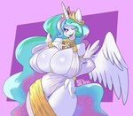 anthro anthrofied big_breasts biped breasts eyelashes feathers female female_anthro hair horn huge_breasts looking_at_viewer multicolored_hair one_eye_closed open_mouth pupils smile solo thick_thighs white_body white_feathers wings wink solratic friendship_is_magic hasbro my_little_pony mythology princess_celestia_(mlp) equid equine mammal mythological_creature mythological_equine winged_unicorn absurd_res digital_media_(artwork) hi_res