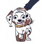 black_body black_fur black_spots dialogue dirty disembodied_hand duo feral feral_focus fur headpat male markings smile solo_focus spots spotted_body spotted_fur text white_body white_fur higglytownhero 101_dalmatian_street 101_dalmatians disney diesel_(101_dalmatians) canid canine canis dalmatian domestic_dog human mammal 2019 english_text