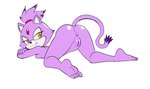 anthro anus butt crossed_arms feet female genitals looking_back lying_on_ground on_ground orange_eyes presenting presenting_hindquarters purple_body pussy resting_head solo fourssss sega sonic_the_hedgehog_(series) blaze_the_cat domestic_cat felid feline felis mammal hi_res