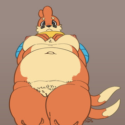 2_tails anthro anthrofied areola arm_fin belly belly_folds big_breasts biped black_eyes blue_fin breasts cheek_tuft circle_eyebrows countershade_belly countershade_face countershade_torso countershading eyebrows facial_tuft fat_rolls female female_anthro fin fluffy fluffy_chest frown frowning_at_viewer fupa fur genitals gradient_background grey_pupils hands_above_breasts humanoid_genitalia humanoid_vulva inflated_belly inflation innie_vulva looking_at_viewer looking_down low-angle_view multi_tail navel nipples nude obese obese_anthro obese_female orange_body orange_fur outie_navel overweight overweight_anthro overweight_female perspective pokemorph pool_float pubes pupils simple_background solo tail tan_background tan_body tan_eyebrows tan_fur thick_thighs tuft vulva white_sclera worm's-eye_view soyesoye nintendo pokemon buizel generation_4_pokemon mammal mustelid pokemon_(species) 1:1 2026 colored digital_drawing_(artwork) digital_media_(artwork) hi_res line_art signature