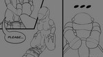 3_fingers armor big_penis boxer_briefs breasts clothing diving_suit fingers foreskin genitals gynomorph headgear helmet intersex penis size_difference underwear gankgoat barotrauma monster mudraptor 16:9 4k absurd_res comic hi_res monochrome widescreen