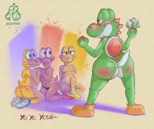 amazed anthro butt clothing condom convenient_censorship footwear footwear_only group inviting male male/male mostly_nude nude pose scared sexual_barrier_device shell-less shoes shoes_only tail zyasixpear mario_bros mythology nintendo kooblu_(zyasixpear) redkoo_(zyasixpear) yellku_(zyasixpear) dinosaur dragon green_yoshi koopa koopa_troopa mythological_creature mythological_scalie prehistoric_species reptile scalie tortoise turtle yoshi hi_res pinup