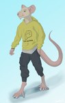 anthro clothing hoodie male piercing solo topwear walking joerat joe_(joerat) mammal murid murine rat rodent absurd_res hi_res