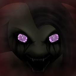 creepy dark fangs female glowing glowing_eyes nightmare_fuel solo soul_devouring_eyes teeth unknown_artist friendship_is_magic hasbro my_little_pony fluttershy_(mlp) equid equine horse mammal monster pony 1:1 digital_media_(artwork)