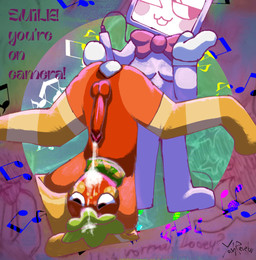 anal anal_penetration anus armwear balls blush bodily_fluids bow_tie breasts bunny_costume butt clothed clothing costume cum cum_in_mouth cum_inside cum_on_face cum_on_self cum_while_penetrated dialogue duo ejaculation elbow_gloves electronics erection excessive_cum excessive_genital_fluids fake_ears fake_rabbit_ears female food for_a_head freckles fruit genital_fluids genitals gloves green_body hair handwear holidays improvised_sex_toy legwear male male/female microphone mostly_nude nude object_in_ass object_insertion penetration penis plant purple_body red_body stockings submissive submissive_male tail television text thigh_highs yoshreveluv blushcrunch_studio dandy's_world easter roblox sprout_(dandy's_world) vee_(dandy's_world) animate_inanimate elemental_creature flora_fauna food_creature humanoid living_fruit toon_(dandy's_world) digital_media_(artwork) digital_painting_(artwork) english_text painting_(artwork) photo_manipulation photography_(artwork) shaded traditional_media_(artwork)