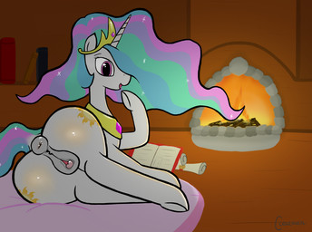 animal_genitalia animal_vulva anus book butt clitoral_winking clitoris crown cutie_mark equine_genitalia equine_vulva female feral fire fur genitals hair headgear hooves horn jewelry looking_at_viewer lying multicolored_hair multicolored_tail nude one_eye_closed open_mouth princess purple_eyes royalty scroll smile solo tail tiara tongue vulva white_body white_fur wings cleateater friendship_is_magic hasbro my_little_pony mythology princess_celestia_(mlp) equid equine mammal mythological_creature mythological_equine winged_unicorn 2016
