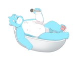 anthro bathing belly blue_body electronics eyes_closed male microphone navel nipples overweight solo water white_body young young_anthro xxxyamayidaqi bonasiah full_attack sophring_hao bear mammal 2021 hi_res