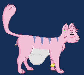 animal_genitalia animal_vulva blue_stripes canine_genitalia canine_vulva chest_tuft cuffed_ankles ear_piercing ear_stud female feral fur genital_piercing genitals looking_content piercing pink_body pink_fur sloshing_belly stripes tail tail_mouth tuft unseen_prey unusual_anatomy unusual_tail vore vulva vulva_piercing vorochi kimiko_kimura felid feline mammal animated digital_media_(artwork) low_res pixel_(artwork)