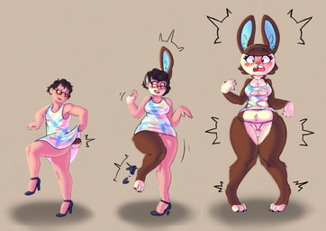 anthro base_one_layout basic_sequence blush body_size_growth breast_growth breasts camel_toe clothed clothing crossdressing ear_expansion expansion female footwear fur fur_growth gender_transformation growth high_heels human_to_anthro linear_sequence mtf_transformation one_row_layout pigeon_toed shoes simple_background size_transformation solo species_transformation standing surprised tail tail_growth tf_into_fictional_character three_frame_image three_frame_sequence transformation transformation_sequence dascarl animal_crossing nintendo carmen_(animal_crossing) human lagomorph leporid mammal rabbit 2020 absurd_res hi_res sequence