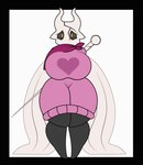 2_horns big_breasts black_body breasts clothed clothing cracked cracks curvy_figure eyebrows female heart_symbol horn melee_weapon nail_(weapon) nervous orange_eyes solo standing swaying sweater sword thick_thighs tight_clothing topwear weapon wide_hips wings barsfrommars dragon-heart hollow_knight team_cherry honeydew_(dragon-heart) arthropod vessel_(species) 2020 animated digital_media_(artwork) short_playtime