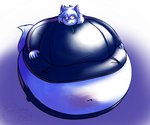 anthro belly belly_expansion belly_inflation big_belly big_breasts blue_body blue_fur blue_hair blueberry_inflation blush body_inflation breasts cheek_bulge clothed clothing expansion female fur hair hand_on_belly huge_breasts inflation navel solo standing tracksuit worried winguthings ashley_kane canid canine fennec_fox fox mammal true_fox 2024 hi_res