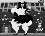 2024 4_fingers 5:4 5_fingers animated anthro arm_socks armwear ass_clapping big_breasts big_butt black_and_white black_hair boombox bouncing_breasts bouncing_butt breasts butt clothing dancing duo female fingers fleischer_style_toon frame_by_frame hair huge_breasts huge_butt human lagomorph leporid lipstick looking_at_viewer makeup male mammal mcdraws monochrome nestor_the_rabbit_(joaoppereiraus) public rabbit sally_mcboing_(joaoppereiraus) short_playtime thick_thighs toony toony_eyes twerking wide_hips