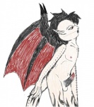 anthro claws erection genitals hair male mandimorbid membrane_(anatomy) membranous_wings nipple_piercing nipples nude penis piercing red_eyes short_hair solo surface_piercing tail tattoo wings nem mythology nemesis dragon mythological_creature mythological_scalie scalie