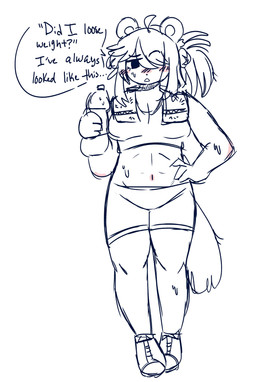 abs ahoge anthro beverage bodily_fluids bottle bottomwear bra clothing container female footwear hair hand_on_hip hand_on_own_hip holding_beverage holding_bottle holding_container holding_object holding_water_bottle looking_at_viewer muscular muscular_anthro muscular_female navel shoes shorts sneakers solo speech_bubble sports_bra sweat sweaty_face sweaty_legs tail talking_to_viewer text tied_hair towel towel_around_neck underwear water_bottle novapolarisen polaris_(novapolarisen) bear mammal 2026 absurd_res digital_drawing_(artwork) digital_media_(artwork) english_description english_text hi_res