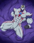 blue_body blue_eyes blue_skin bodily_fluids clothed clothing featureless_crotch male muscular muscular_humanoid muscular_male not_furry red_body red_skin slime solo sweat white_body white_skin yellow_body yellow_skin ryuukikeito konami yu-gi-oh! elemental_hero_neos duel_monster humanoid monster 4:5