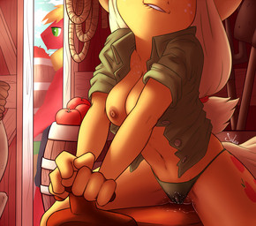2013 anthro anthrofied apple applejack_(mlp) barrel big_macintosh_(mlp) blonde_hair breasts camel_toe clothing cutie_mark duo equine female freckles friendship_is_magic fruit green_eyes hair horse inside male mammal masturbation my_little_pony nipples panties pony pussy_juice saddle siden signature underwear
Rating: Explicit
Score: 69
User: Falord
Date: March 28, 2013