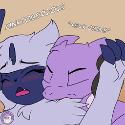 aroused bite blush neck_bite teeth hyperchibiabsol kinktober kinktober_2025 nintendo pokemon chibi_the_absol chrona_the_mewtwo absol generation_1_pokemon generation_3_pokemon legendary_pokemon mewtwo pokemon_(species) 1:1 2025 digital_media_(artwork) hi_res
