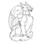 box container ear_piercing feathered_wings feathers feral fur furry_tail jewelry pendant piercing quadruped tail wings unknown_artist amara_excavar chimera enfield 1:1 2024 black_and_white hi_res line_art monochrome