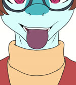 anthro blue_body blue_scales brown_hair eyewear glasses hair long_tongue male multicolored_body multicolored_scales open_mouth open_smile pink_eyes scales simple_background smile solo tongue tongue_out two_tone_body two_tone_scales white_background koopacoon cavemanon_studios i_wani_hug_that_gator benjamin_mcknight dinosaur hadrosaurid ornithischian ornithopod parasaurolophus prehistoric_species reptile scalie 2025 2d_animation animated digital_drawing_(artwork) digital_media_(artwork) no_sound short_playtime webm