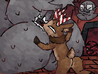 anal anthro antlers big_butt big_tail bodily_fluids body_hair brown_body brown_fur butt butt_grab butt_hair butt_sniffing cabin duo eye_roll eyewear fireplace flying_sweatdrops fur glasses grey_body hair hand_on_butt holidays horn kneeling larger_male larger_rimmed looking_pleasured male male/male male_rimming_male neck_tuft oral pubes rear_view rimming rimming_male scut_tail seal_tail sex short_tail sitting size_difference smaller_male sniffing sweat sweatdrop tail tuft wearing_glasses whiskers white_pubes scaliescum blushcrunch_studio christmas dandy's_world dusty_(motherfan31) rudie_(dandy's_world) aquatic deer mammal pinniped seal aliasing digital_media_(artwork)