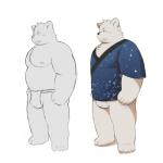 anthro asian_clothing black_nose bulge clothing east_asian_clothing fundoshi fur humanoid_hands japanese_clothing male overweight overweight_anthro overweight_male robe simple_background solo teeth underwear white_background white_body white_fur neiiio bear mammal polar_bear ursine 1:1 2018 hi_res