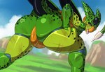 anthro battle_damage butt dirty machine male solo squinted_eyes sticking_out_ass tail teasing tongue tongue_out wings klent dragon_ball cell_(dragon_ball) imperfect_cell android arthropod robot absurd_res hi_res