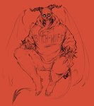 bone clothing dot_(dotagotchi) fur half-closed_eyes hoodie hooves horn male narrowed_eyes skull skull_head solo spade_tail tail teeth tongue tongue_out topwear wings dorohedoro chidaruma demon humanoid absurd_res digital_drawing_(artwork) digital_media_(artwork) guide_lines hi_res