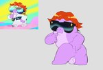 anthro balls belly eyewear genitals glasses male nude plushie pose smile smiling_at_viewer smirk smirking_at_viewer solo pochiiwa brawl_stars supercell_(company) buzz_(brawl_stars) dinosaur prehistoric_species reptile scalie