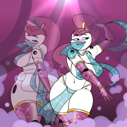 alternate_color alternate_costume areola belly big_butt blush breasts butt clothing curvy_figure dancing eyelashes female front_view hair harem_outfit huge_butt joints machine navel nipples not_furry pelvic_curtain shortstack solo standing thick_thighs translucent translucent_clothing translucent_loincloth veil voluptuous wide_hips zetaskully my_life_as_a_teenage_robot nickelodeon jenny_wakeman android humanoid robot 1:1 hi_res