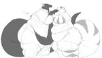 anthro belly big_belly big_tail black_body black_skin bottomwear clothing duo female hand_holding hug male male/female morbidly_obese morbidly_obese_anthro morbidly_obese_female morbidly_obese_male obese obese_anthro obese_female obese_male overweight overweight_anthro overweight_female overweight_male pants shirt squish standing striped_body stripes tail topwear white_body white_skin cettus mythology fritjof maeve_gibson california_kingsnake colubrid dragon kingsnake lampropeltini mythological_creature mythological_scalie reptile scalie snake 2022 black_and_white monochrome sketch