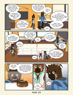 adolescent anthro athletic bakery cafe clothed clothed_anthro clothed_male clothing dialogue eyebrow_through_hair eyebrows eyewear food fully_clothed fully_clothed_anthro fully_clothed_male glasses group hair male muscular muscular_young sound_effects text translucent translucent_hair young frostedchase chase_(frostedchase) max_(frostedchase) canid canine canis domestic_dog german_shepherd herding_dog mammal pastoral_dog comic english_text hi_res brother_(lore) brothers_(lore) sibling_(lore)