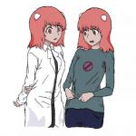 clothed clothing coat female hair horn lab_coat not_furry pink_hair simple_background solo topwear white_background veraialis elfen_lied diclonius humanoid 1:1 2015