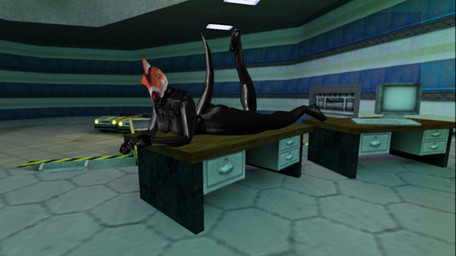 anthro big_breasts big_butt breasts butt clothing computer desk electronics female furniture kicking_legs latex latex_clothing latex_skinsuit looking_at_viewer low_poly lying mohawk on_desk on_front skinsuit solo table three-quarter_view tight_clothing vehicle heelipmo dinosaur dromaeosaurid prehistoric_species reptile scalie theropod velociraptor 3d_(artwork) digital_media_(artwork)