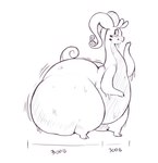 antennae_(anatomy) anthro belly big_butt blush butt featureless_chest female huge_butt huge_hips huge_thighs hyper hyper_butt hyper_hips hyper_thighs looking_back measurements overweight overweight_anthro overweight_female side_view simple_background slime solo standing tail thick_tail thick_thighs wavy_mouth wide_hips sirmasterdufel nintendo pokemon generation_6_pokemon goodra pokemon_(species) greyscale hi_res monochrome