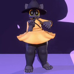 4_toes 5_fingers :3 anthro barefoot big_butt black_body black_butt black_clothing black_ears black_eyebrows black_eyes black_fur black_hat black_headgear black_headwear black_pawpads black_tail butt clothing dress eyebrows feet fingers fur hat headgear headwear holding_object holding_wand looking_at_viewer magic magic_user magic_wand male male_anthro navel noseless nude_to_clothed open_mouth open_smile orange_clothing orange_dress pawpads pupils smile solo standing tail thick_thighs toes wand white_pupils wide_hipped_anthro wide_hipped_male wide_hips witch_hat yellow_sclera fanfurry javi_(k1ko) domestic_cat felid feline felis mammal 1:1 2024 3d_(artwork) 3d_animation animated digital_media_(artwork) short_playtime sound video
