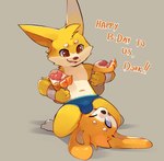 anthro birthday brown_eyes bulge clothed clothing male navel pawpads simple_background smile solo text topless underwear underwear_only wrestling smite_(artist) league_of_legends riot_games tencent oob_(character) smite_(character) lagomorph leporid mammal rabbit yordle digital_media_(artwork) english_text hi_res