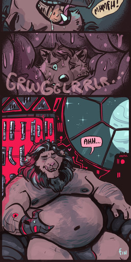 anthro beckoning belly biceps blush clothed clothing dialogue dominant dominant_male duo ear_piercing gesture lightsaber magic male male_pred male_prey melee_weapon moon muscular muscular_male nipples oral_vore overweight overweight_male pecs piercing sitting skimpy speech_bubble submissive submissive_male telekinesis text vore weapon dramamine star_wars jagg felid lion mammal pantherine 2019 absurd_res english_text hi_res long_image tall_image